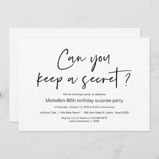 Invitation Fête d'anniversaire surprise (Devant / Derrière)