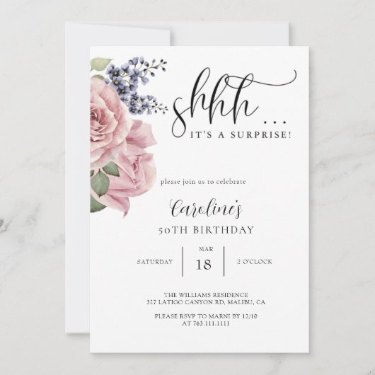 Invitation Fête d'anniversaire surprise (Devant)