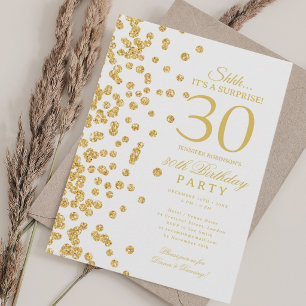 Invitation Fête d'anniversaire surprise 30 ans Paillettes d'o
