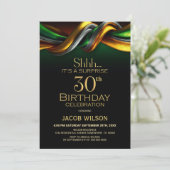 Invitation Fête d'anniversaire surprise 30 ans vert et or mod (Debout devant)