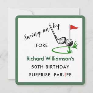 Invitation Fête d'anniversaire surprise 50 ans thème golf hom