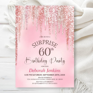 Invitation Fête d'anniversaire surprise 60 ans avec paillette