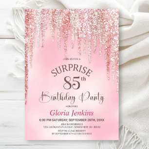 Invitation Fête d'anniversaire surprise 85 ans avec paillette
