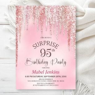 Invitation Fête d'anniversaire surprise 95 ans avec paillette