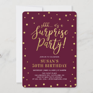 Invitation Fête d'anniversaire surprise adulte 50 ans Bourgog