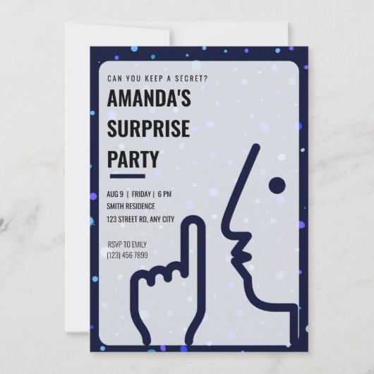 Invitation Fête d'anniversaire surprise, Adulte, Contemporain (Devant)