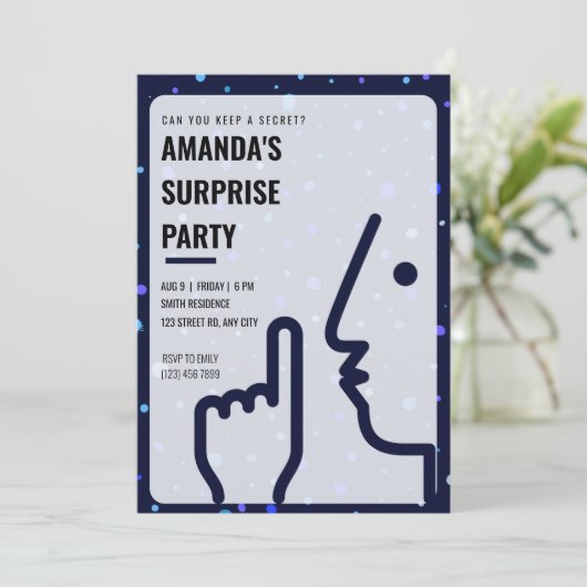 Invitation Fête d'anniversaire surprise, Adulte, Contemporain (Debout devant)