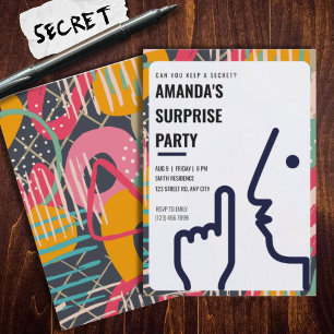 Invitation Fête d'anniversaire surprise, Adulte, Contemporain