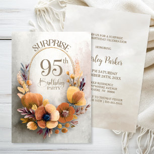 Invitation Fête d'anniversaire surprise aux fleurs d'orange p