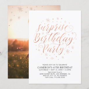 Invitation Fête d'anniversaire surprise avec photo moderne en