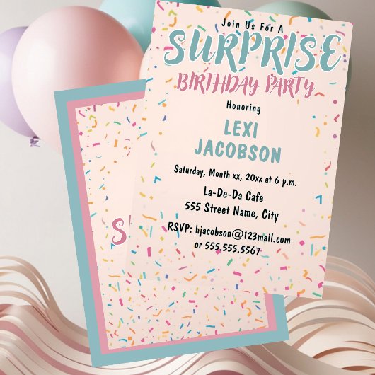 Invitation Fête d'anniversaire surprise colorée
