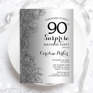 Invitation Fête d'anniversaire Surprise d'Argent 90 ans