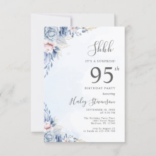 Invitation Fête d'anniversaire surprise de 95 ans Watercolor