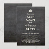Invitation Fête d'anniversaire surprise drôle Keep Calm (Devant / Derrière)