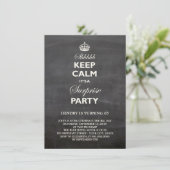Invitation Fête d'anniversaire surprise drôle Keep Calm (Debout devant)