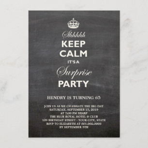 Invitation Fête d'anniversaire surprise drôle Keep Calm