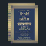 Invitation Fête d'anniversaire surprise élégante bleu marine<br><div class="desc">Pouvez-vous garder un secret ? Invitez famille et amis à une célébration d'anniversaire surprise élégante et excitante avec des invitations de fête personnalisées bleu marine et or. Tout le libellé de ce modèle est simple à personnaliser, y compris le message qui indique "Chut ! C'est une SURPRISE". Le design présente...</div>