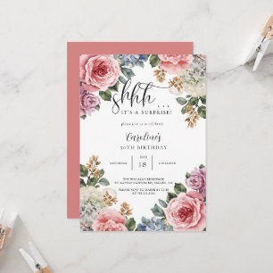 Invitation Fête d'anniversaire surprise élégante et florale v