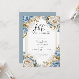 Invitation Fête d'anniversaire surprise élégante et florale v