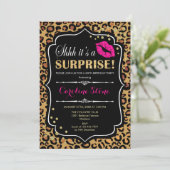 Invitation Fête d'anniversaire surprise - Empreinte de léopar (Debout devant)