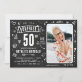 Invitation Fête d'anniversaire surprise Fun Chalkboard Doodle (Devant)
