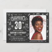 Invitation Fête d'anniversaire surprise Fun Chalkboard Doodle (Devant)