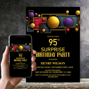 Invitation Fête d'anniversaire surprise géométrique colorée 9