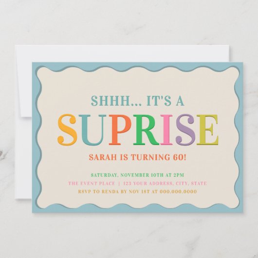 Invitation Fête d'anniversaire surprise moderne (Devant)