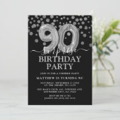 Invitation Fête d'anniversaire surprise moderne noire et arge (Debout devant)