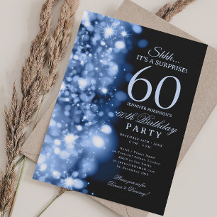 Invitation Fête d'anniversaire surprise Navy Blue Glam 60 ans