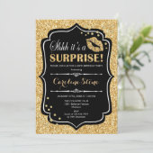 Invitation Fête d'anniversaire surprise - Or noir (Debout devant)