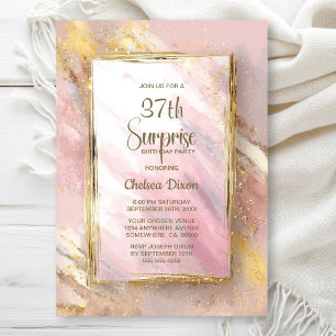 Invitation Fête d'anniversaire surprise Or rose tout âge