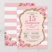 Invitation Fête d'anniversaire surprise pour 15 ans aux pivoi (Devant / Derrière)