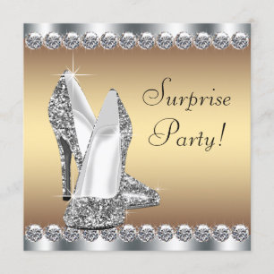Invitation Fête d'anniversaire surprise pour femme argent et