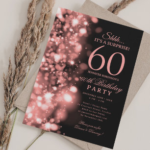 Invitation Fête d'anniversaire surprise Rose Gold Glam 60 ans