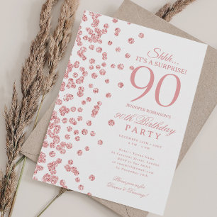 Invitation Fête d'anniversaire surprise Rose Gold Glitter 90