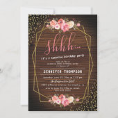 Invitation Fête d'anniversaire surprise rustique en bois avec (Devant)