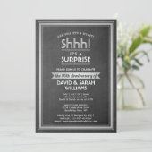 Invitation Fête d'anniversaire surprise - Tableau noir et arg