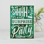 Invitation Fête d'anniversaire surprise vert émeraude rétro (Debout devant)