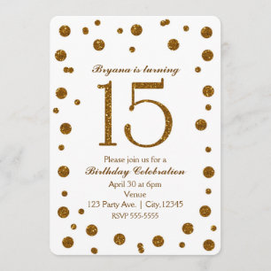 Invitation Fête d'anniversaire Sweet 15 avec points de paille
