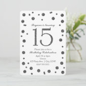 Invitation Fête d'anniversaire Sweet 15 avec points de paille (Debout devant)