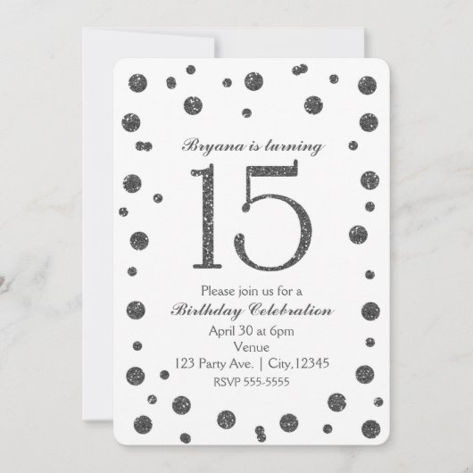Invitation Fête d'anniversaire Sweet 15 avec points de paille (Devant)