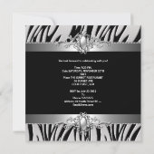 Invitation Fête d'anniversaire Sweet 16 Bijou Zèbre Argent No (Dos)