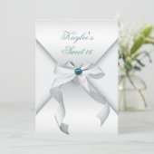 Invitation Fête d'anniversaire Sweet 16 Blanc Sarcelle (Debout devant)