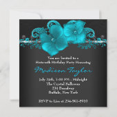 Invitation Fête d'anniversaire Sweet 16 Bleu sarcelle Noir (Dos)