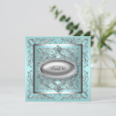 Invitation Fête d'anniversaire Sweet 16 Bleu Turquoise Blanc (Debout devant)