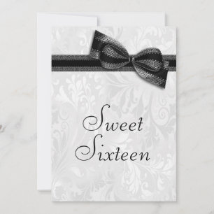 Invitation Fête d'anniversaire Sweet 16 Damassé et Nœud Faux