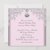 Invitation Fête d'anniversaire Sweet 16 diamants argentés ros (Dos)