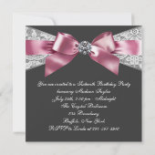 Invitation Fête d'anniversaire Sweet 16 diamants blancs rose  (Dos)