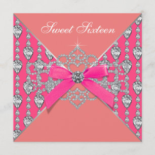 Invitation Fête d'anniversaire Sweet 16 Diamants de Corail Ro
